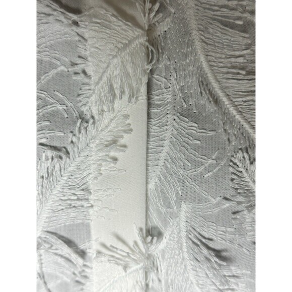 Zara White Fringe Textured Button-Up Shirt Long Sleeve Feather Pattern Sz S - Picture 3 of 13